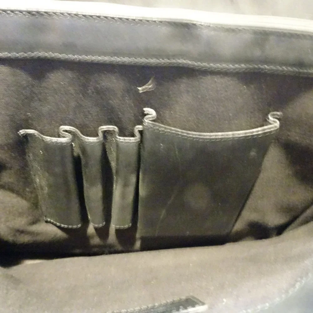 Salvatore Ferragamo Black Leather Briefcase Messenger Bag Satchel No Strap